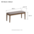 ACTU Emerson 823 Walnut bench photo dimensions: 43.3 inches long, 15.7 inches wide and 19.5 inches high.