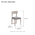 ACTU Parker 827 White Wash chair photo dimensions: 19.3 inches wide, 19.5 inches deep and 33.7 inches high.