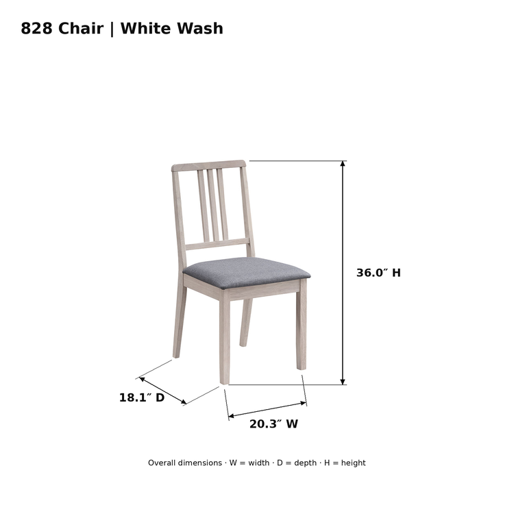 ACTU Madison 828 White Wash chair photo dimensions: 20.3 inches wide, 18.1 inches deep and 36.0 inches high.