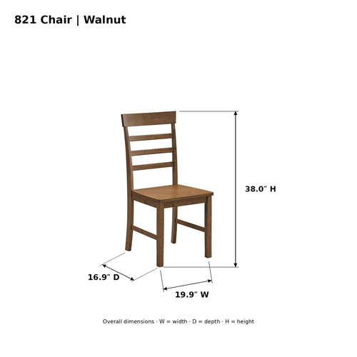 ACTU AU-FDS3F821 Walnut product-photo component dimensions in inches