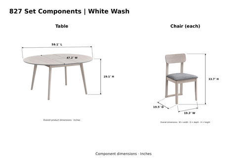 ACTU AU-FDS5F827 White Wash product-photo component dimensions in inches