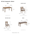 ACTU AU-FDS6F823 Walnut product-photo component dimensions in inches