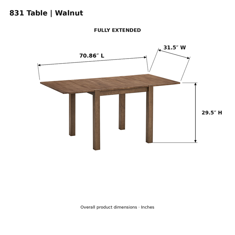 ACTU AU-FDT1F831 Walnut product-photo product dimensions in inches