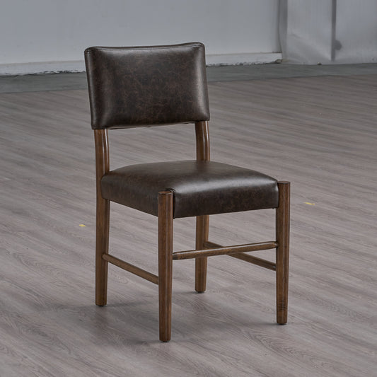 ACTU Mid Century Modern Upholstered Dining Chair,Set of 2, Walnut Finish