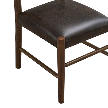ACTU Mid Century Modern Upholstered Dining Chair,Set of 2, Walnut Finish