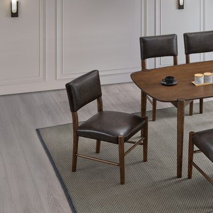 ACTU Mid Century Modern Upholstered Dining Chair,Set of 2, Walnut Finish