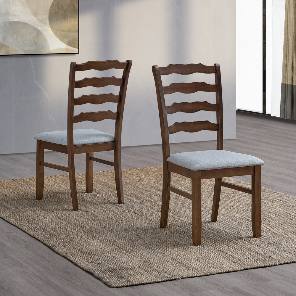 ACTU Dining Table Set for 4–6, Solid Wood Kitchen Table with Upholstered Chairs