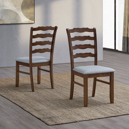 ACTU Dining Table Set for 4–6, Solid Wood Kitchen Table with Upholstered Chairs