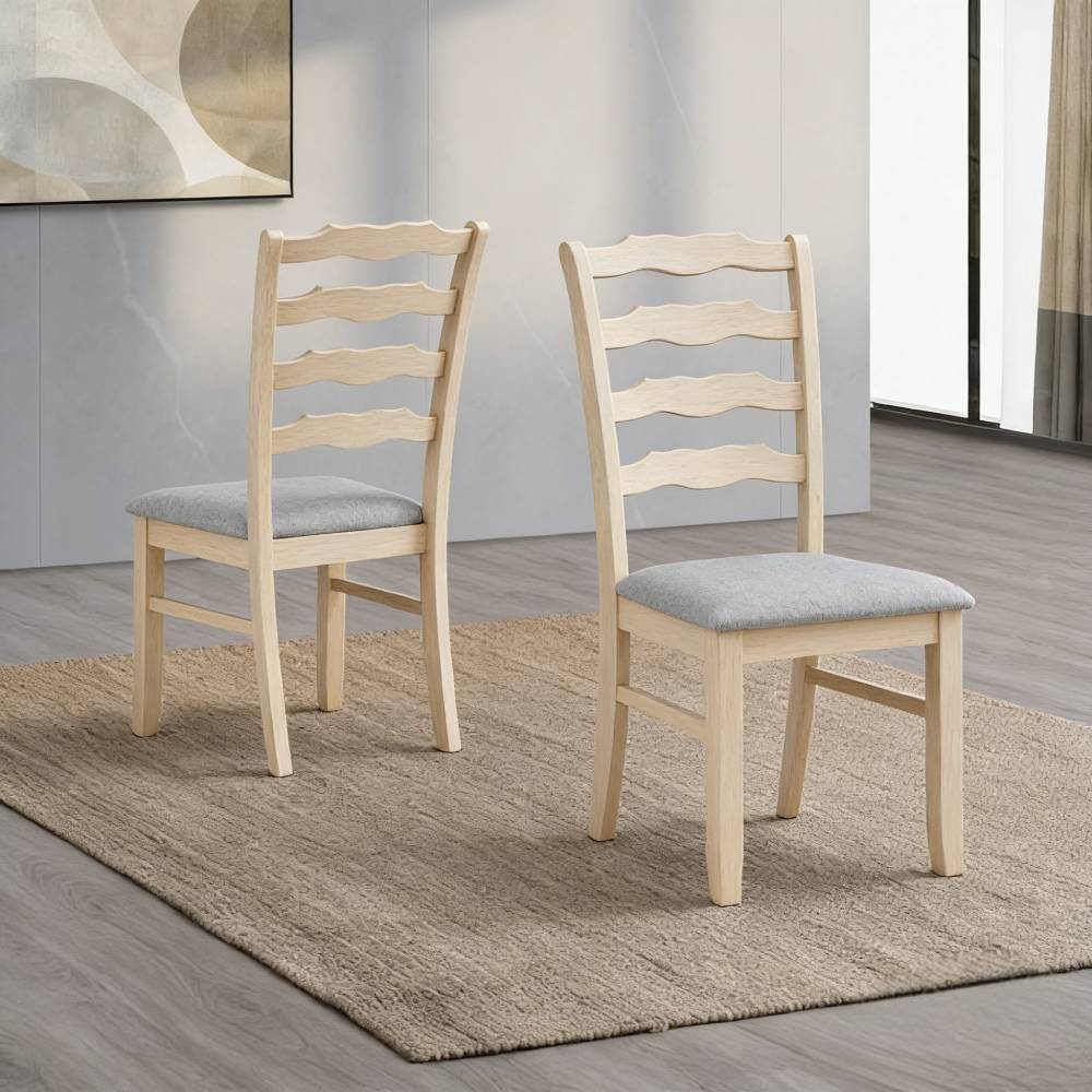 ACTU Dining Table Set for 4–6, Solid Wood Kitchen Table with Upholstered Chairs