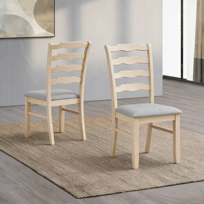 ACTU Dining Table Set for 4–6, Solid Wood Kitchen Table with Upholstered Chairs