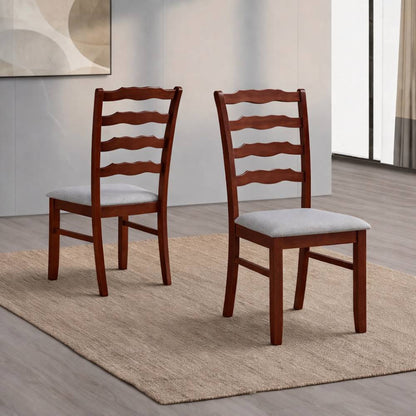 ACTU Dining Table Set for 4–6, Solid Wood Kitchen Table with Upholstered Chairs