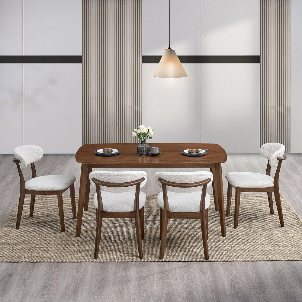ACTU Wooden Dining Table Set with Upholstered Chairs