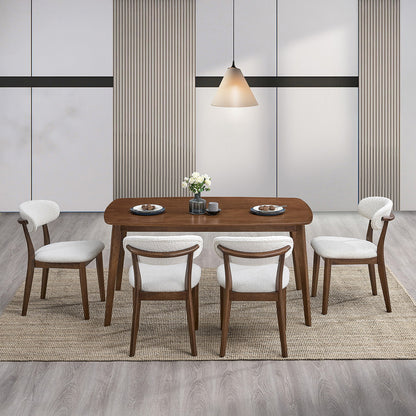 ACTU Wooden Dining Table Set with Upholstered Chairs