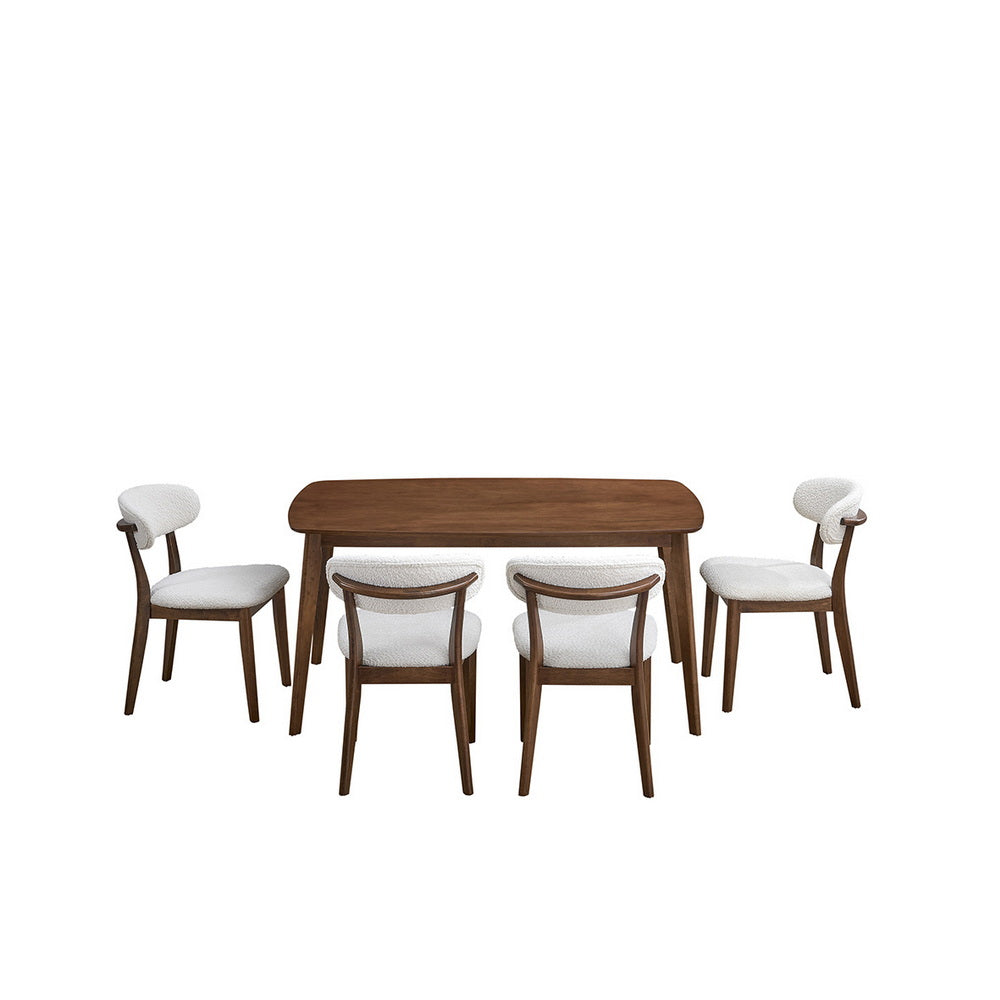 ACTU Wooden Dining Table Set with Upholstered Chairs