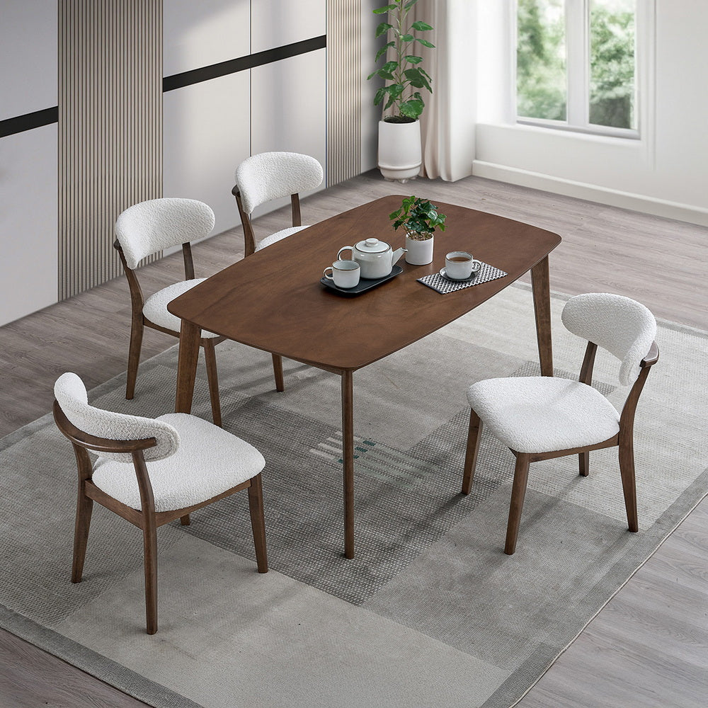 ACTU Wooden Dining Table Set with Upholstered Chairs