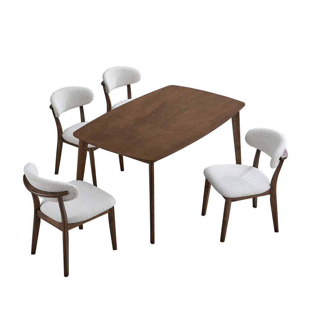 ACTU Wooden Dining Table Set with Upholstered Chairs
