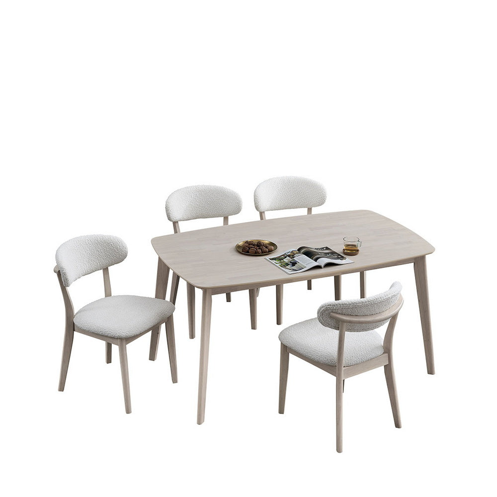 ACTU Wooden Dining Table Set with Upholstered Chairs