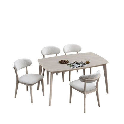 ACTU Wooden Dining Table Set with Upholstered Chairs