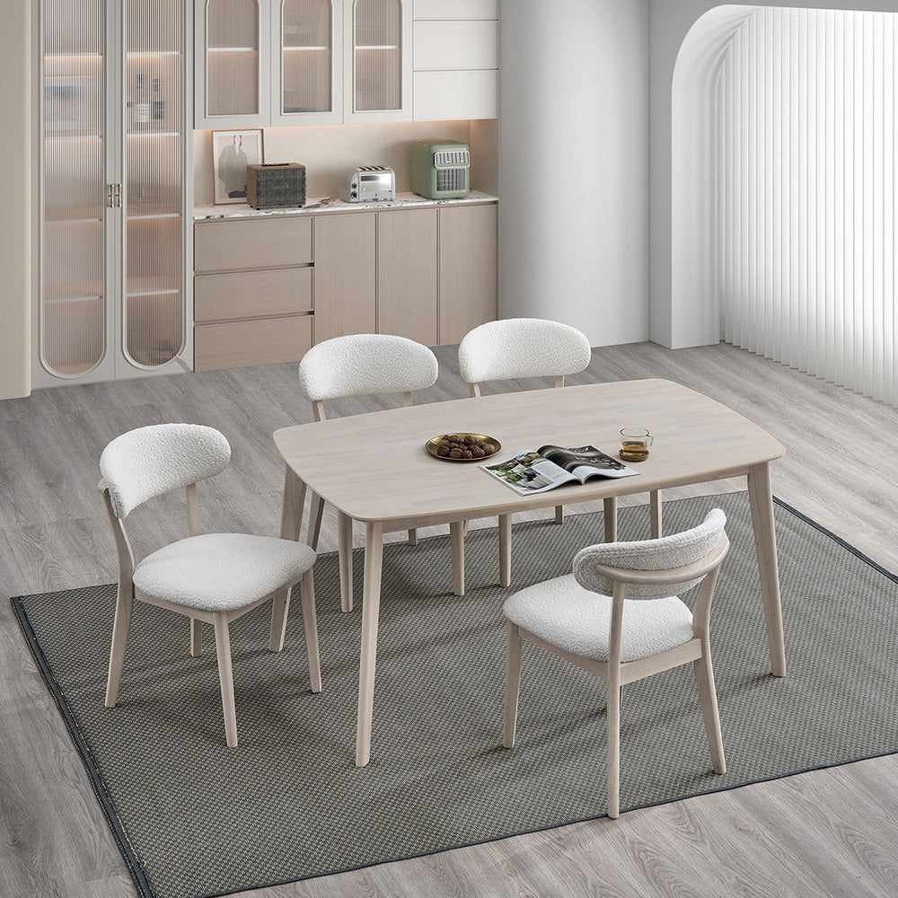 ACTU Wooden Dining Table Set with Upholstered Chairs