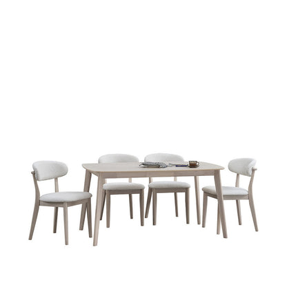 ACTU Wooden Dining Table Set with Upholstered Chairs
