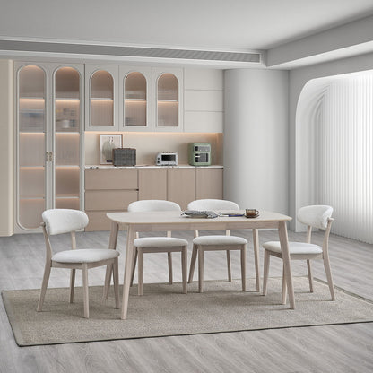 ACTU Wooden Dining Table Set with Upholstered Chairs