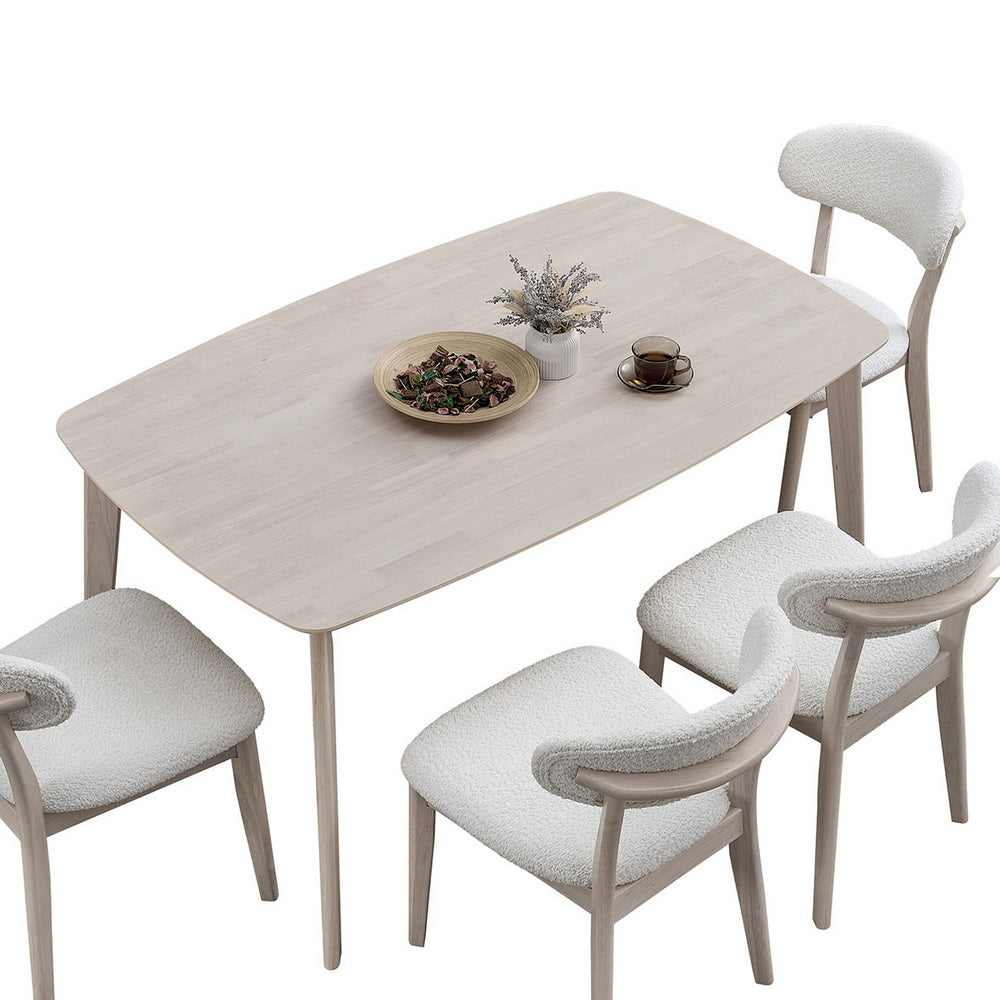 ACTU Wooden Dining Table Set with Upholstered Chairs