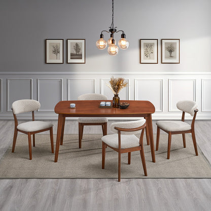 ACTU Wooden Dining Table Set with Upholstered Chairs