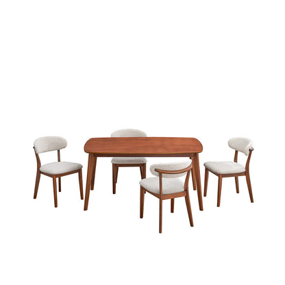 ACTU Wooden Dining Table Set with Upholstered Chairs