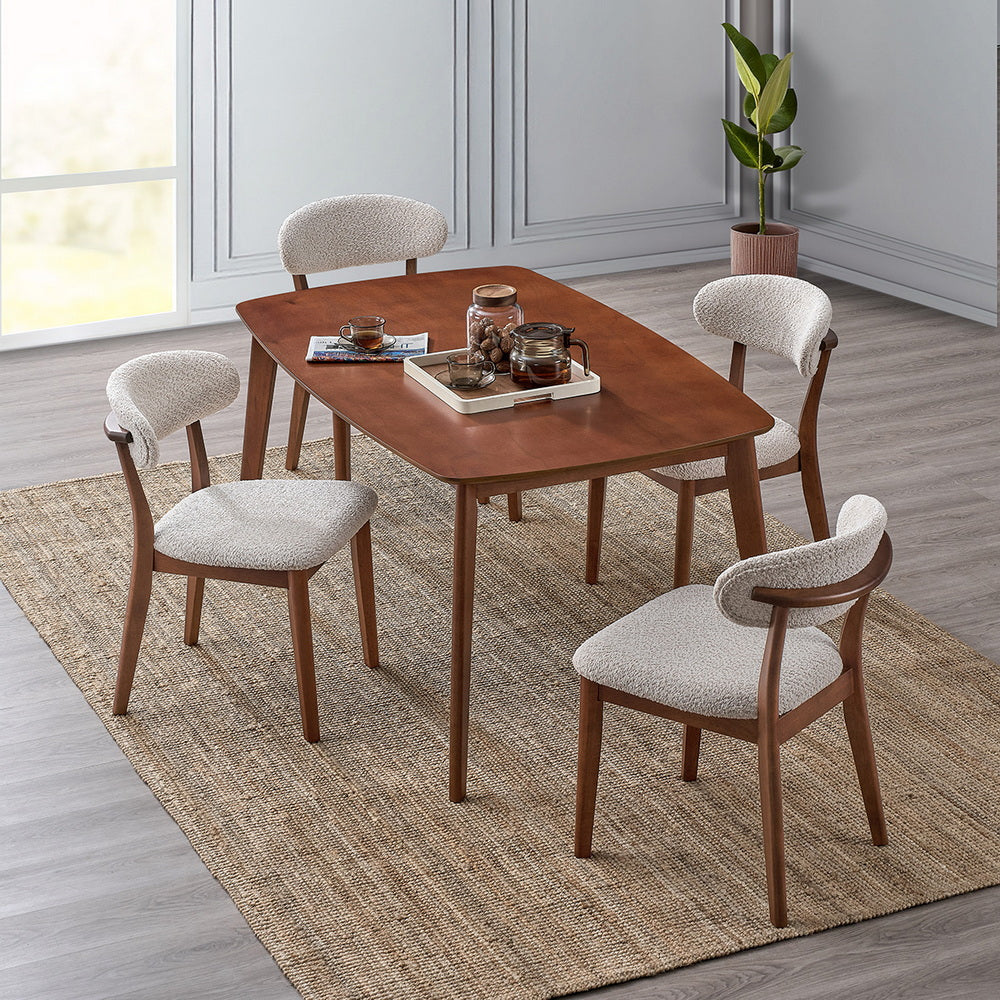 ACTU Wooden Dining Table Set with Upholstered Chairs