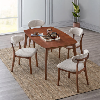 ACTU Wooden Dining Table Set with Upholstered Chairs