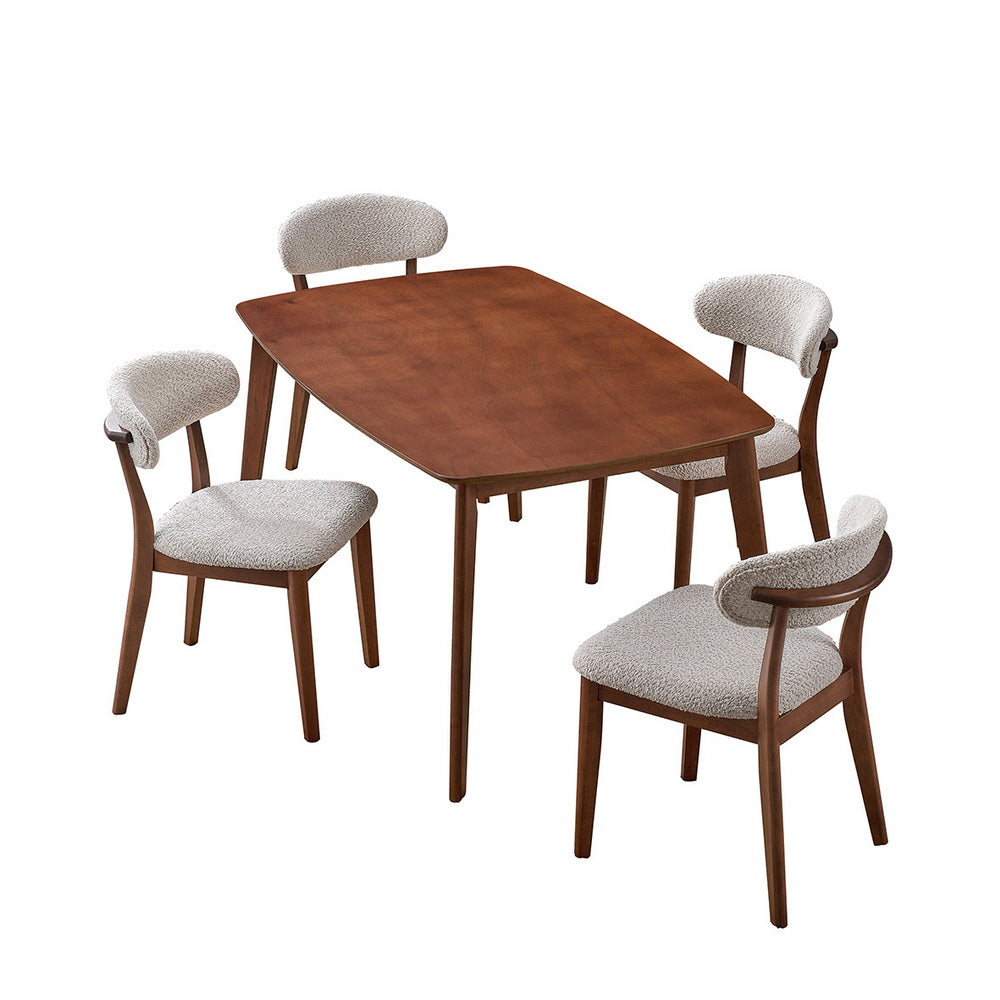 ACTU Wooden Dining Table Set with Upholstered Chairs