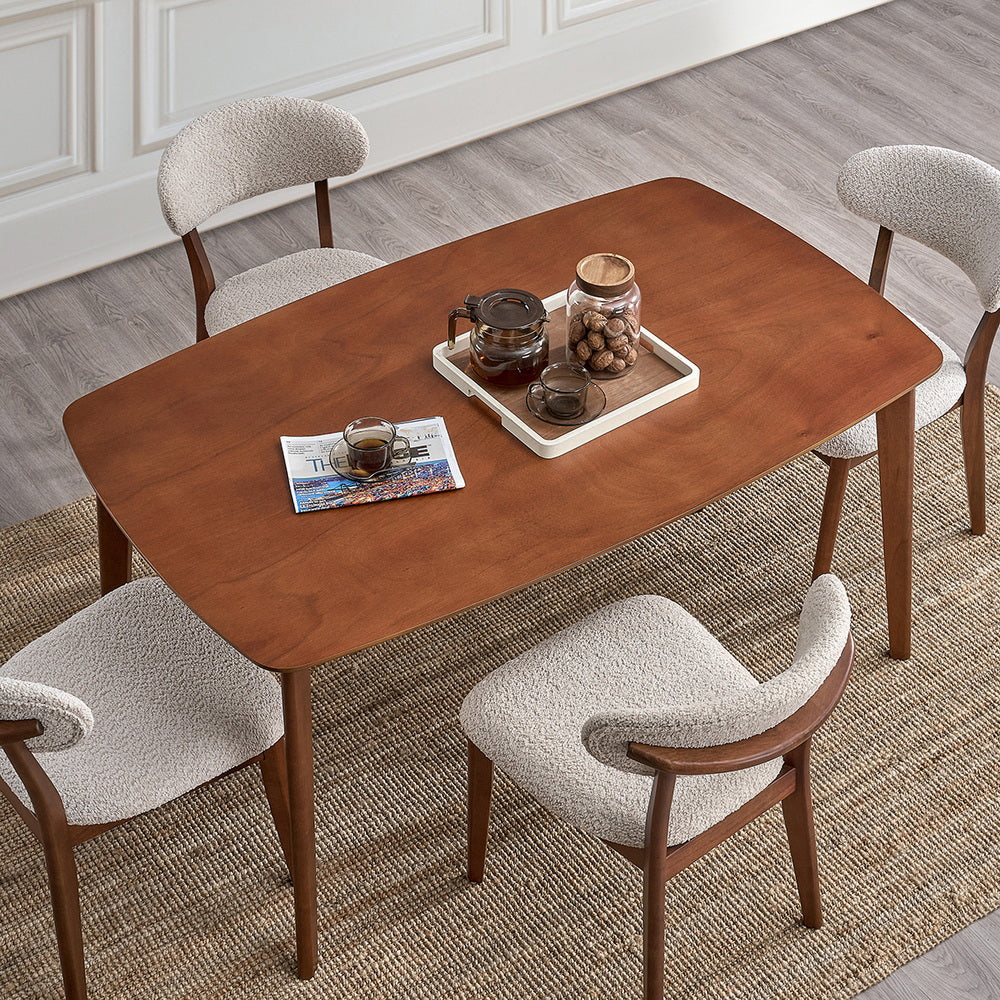 ACTU Wooden Dining Table Set with Upholstered Chairs