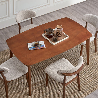ACTU Wooden Dining Table Set with Upholstered Chairs