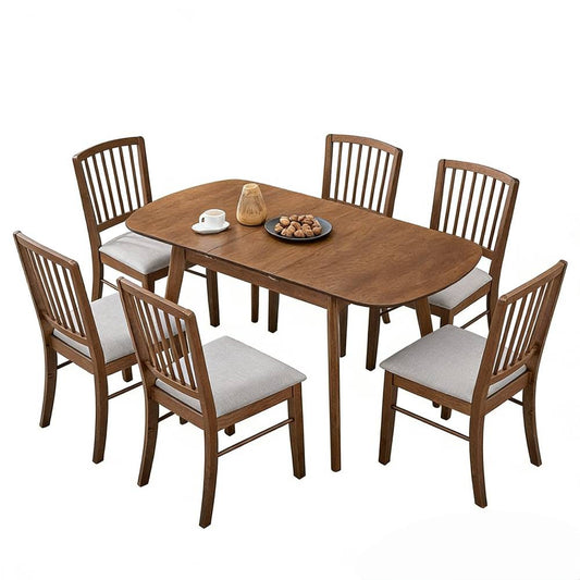 ACTU Extendable Dining Table Set for Small Spaces (Seats 4–6, Solid Wood)