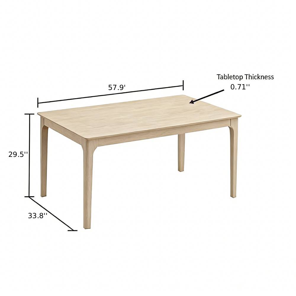 ACTU Dining Table Set for 4–6, Solid Wood Kitchen Table with Upholstered Chairs