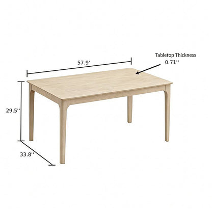 ACTU Dining Table Set for 4–6, Solid Wood Kitchen Table with Upholstered Chairs