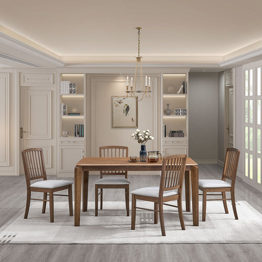 Mid-Century Dining Set – Curved Walnut Table