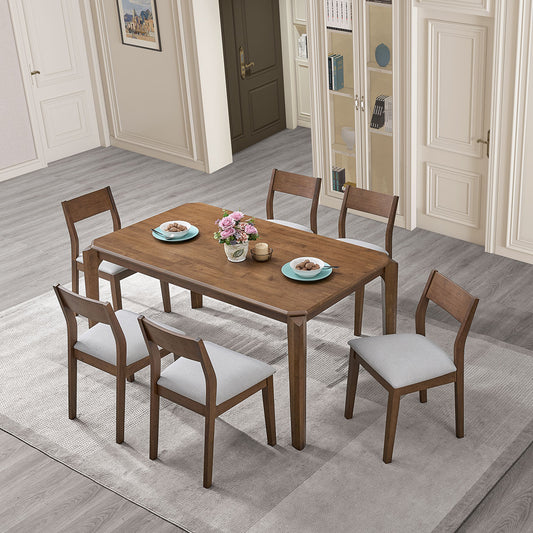 Mid-Century Dining Set – Curved Walnut Table