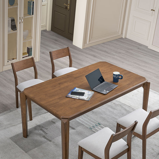 Mid-Century Dining Set – Curved Walnut Table