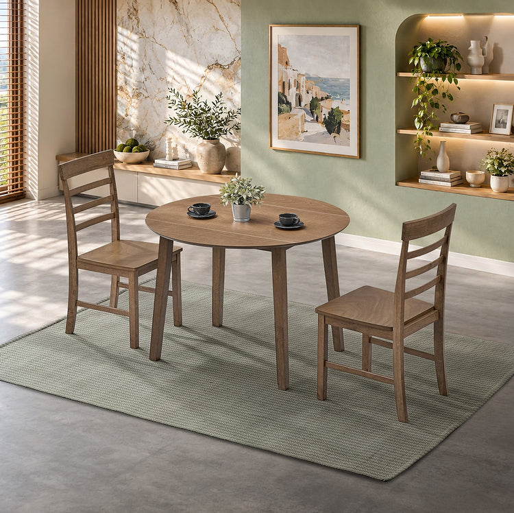 ACTU Logan 821 Small-Space Round Drop-Leaf Dining Set for 2