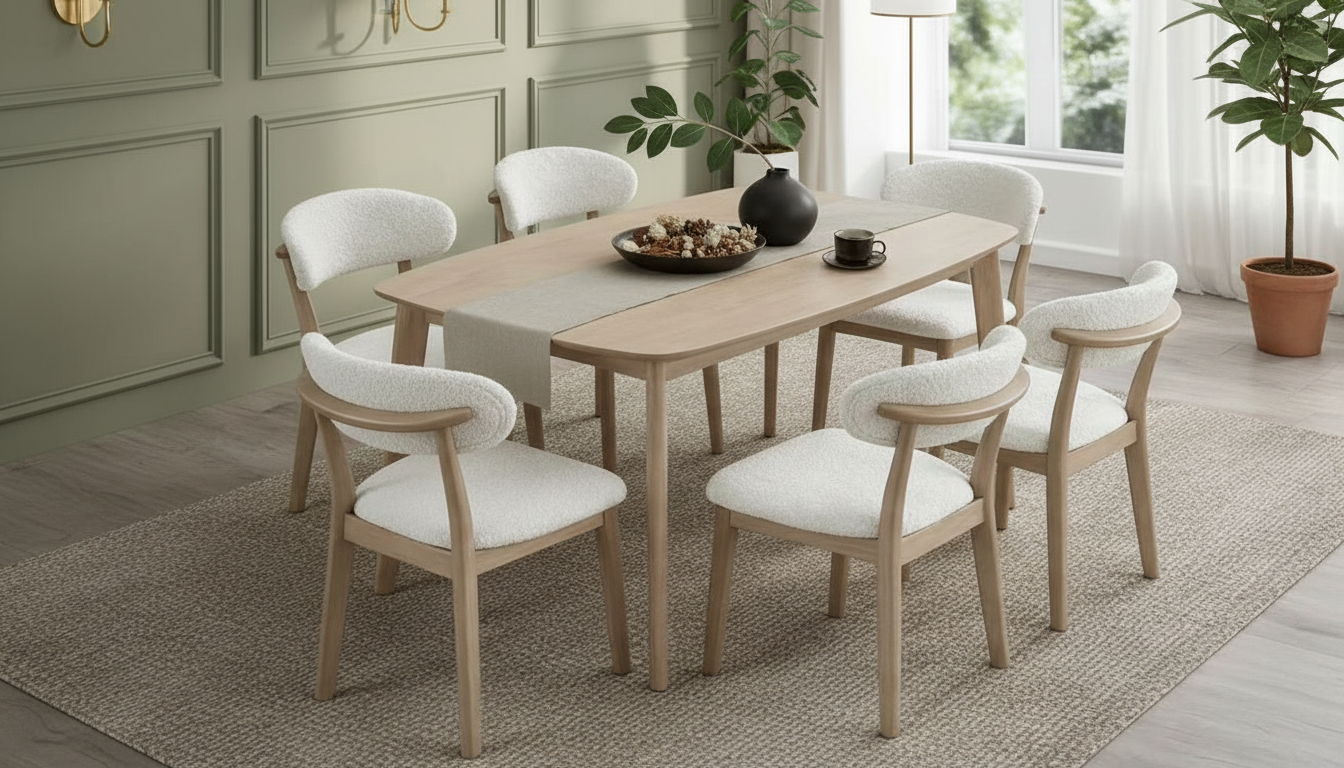 White-Washed / Seats 6 (Table + 6 Chairs)
