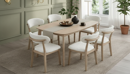 White-Washed / Seats 6 (Table + 6 Chairs)