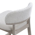 ACTU Ascend 819 and 820 shared White Wash rear upholstered backrest and wood support close-up