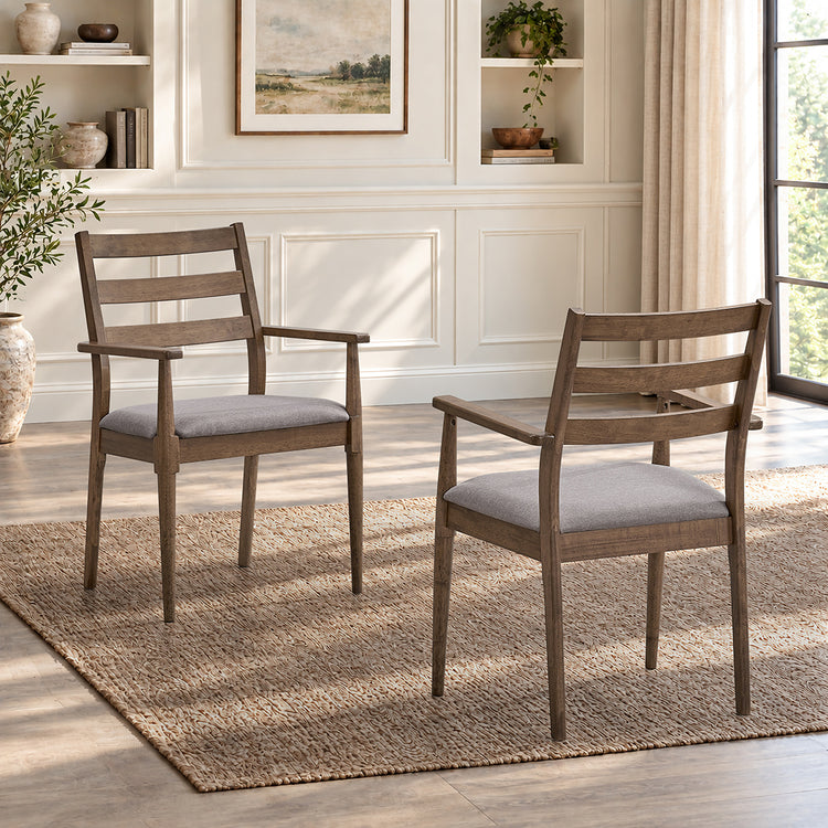 ACTU 823 Dining Armchairs; Walnut; pair lifestyle view