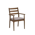 ACTU 823 Dining Armchairs; Walnut; single chair with ladder back, armrests and upholstered seat