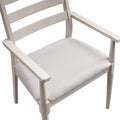 ACTU 823 Dining Armchairs; White Wash; close-up of upholstered seat and armrests