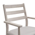 ACTU 823 Dining Armchairs; White Wash; close-up of ladder back and armrest