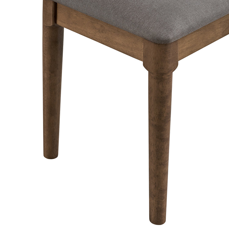ACTU 823 Dining Bench; Walnut; close-up of seat frame and tapered legs