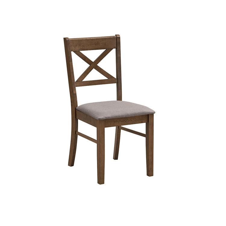 ACTU 822 Dining Chairs; Walnut; single chair with cross back and upholstered seat