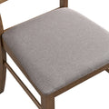 ACTU 822 Dining Chairs; Walnut; close-up of gray upholstered seat